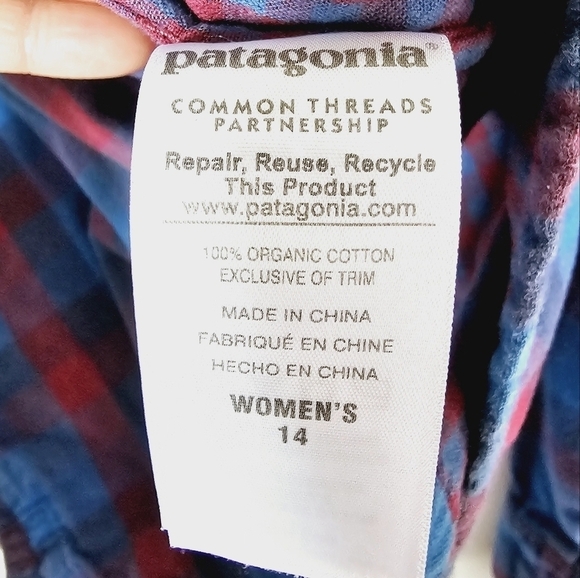 Vintage Patagonia Organic Cotton Flannel Plaid Button Down Women's Shirt… - Picture 5 of 6